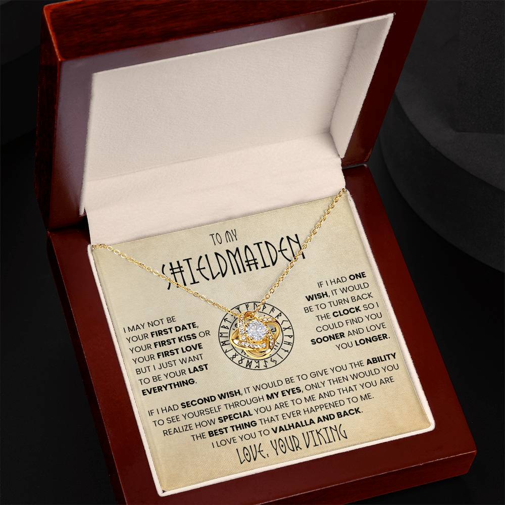 To My Shieldmaiden - I Love You To Valhalla And Back - Love Knot Necklace