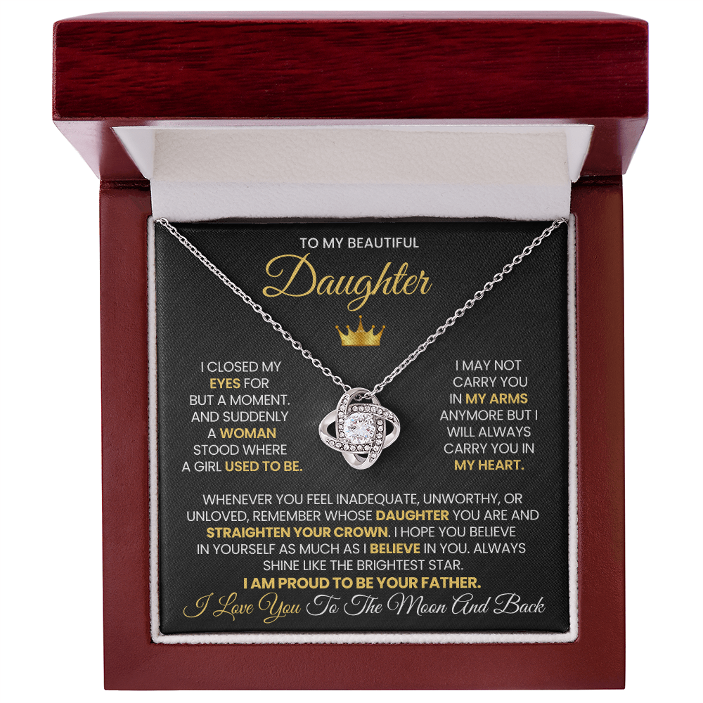 Straighten Your Crown - Love Knot Necklace For Daughter