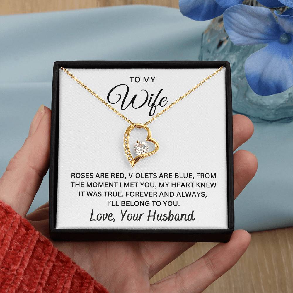 To My Wife, Roses Are Red, Violets Are Blue | Forever Love Necklace