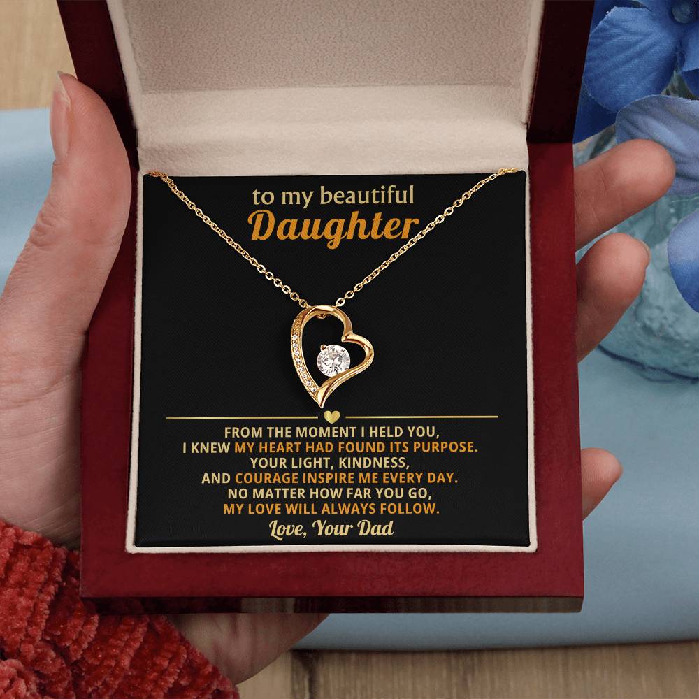 To My Beautiful Daughter - From The Moment I Held You - Forever Love Necklace