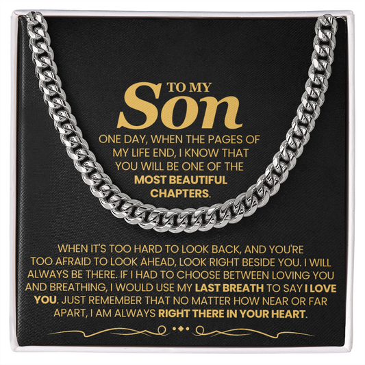 To My Son , One Day When The Pages of My Life End - Cuban Link Chain