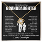 To My Beautiful Granddaughter - 'Laugh, Love, Live I Will Always Be With You' -  Love Knot Necklace