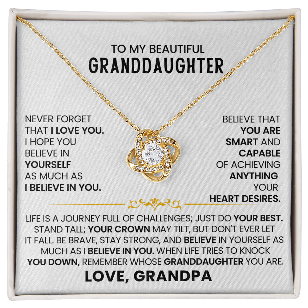 To My Beautiful Granddaughter - Life Is A Journey Full Of Challenges - Love Knot Necklace