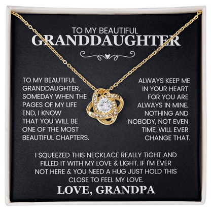 To My Beautiful Granddaughter, Hold This Close To Feel My Love - Love Knot Necklace