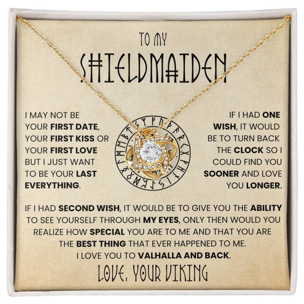 To My Shieldmaiden - I Love You To Valhalla And Back - Love Knot Necklace