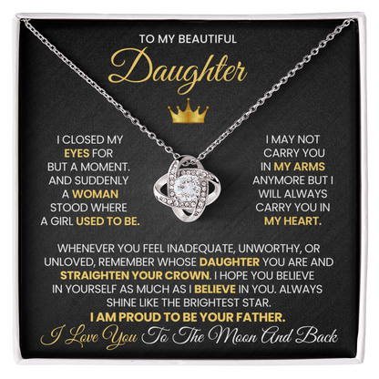Straighten Your Crown - Love Knot Necklace For Daughter