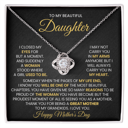 Daughter Mother's Day Gift- Great Mother- Love Knot Necklace