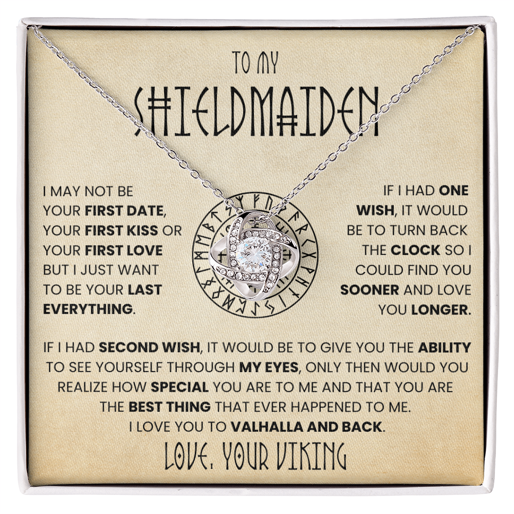 To My Shieldmaiden - I Love You To Valhalla And Back - Love Knot Necklace