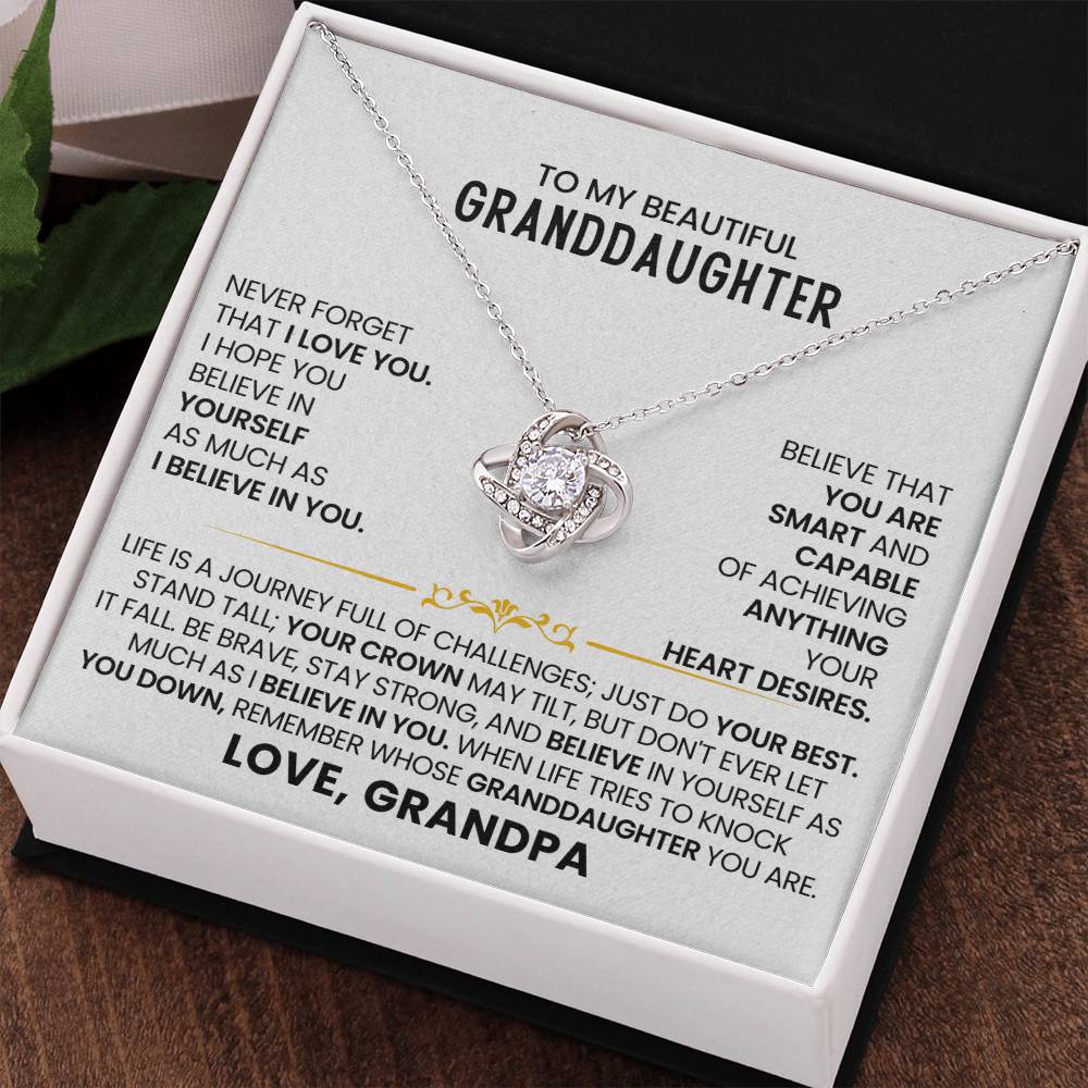 To My Beautiful Granddaughter - Life Is A Journey Full Of Challenges - Love Knot Necklace