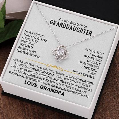 To My Beautiful Granddaughter - Life Is A Journey Full Of Challenges - Love Knot Necklace