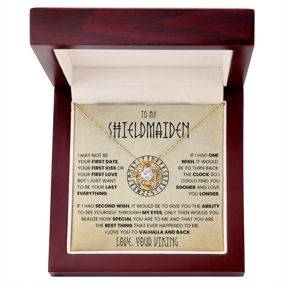 To My Shieldmaiden - I Love You To Valhalla And Back - Love Knot Necklace