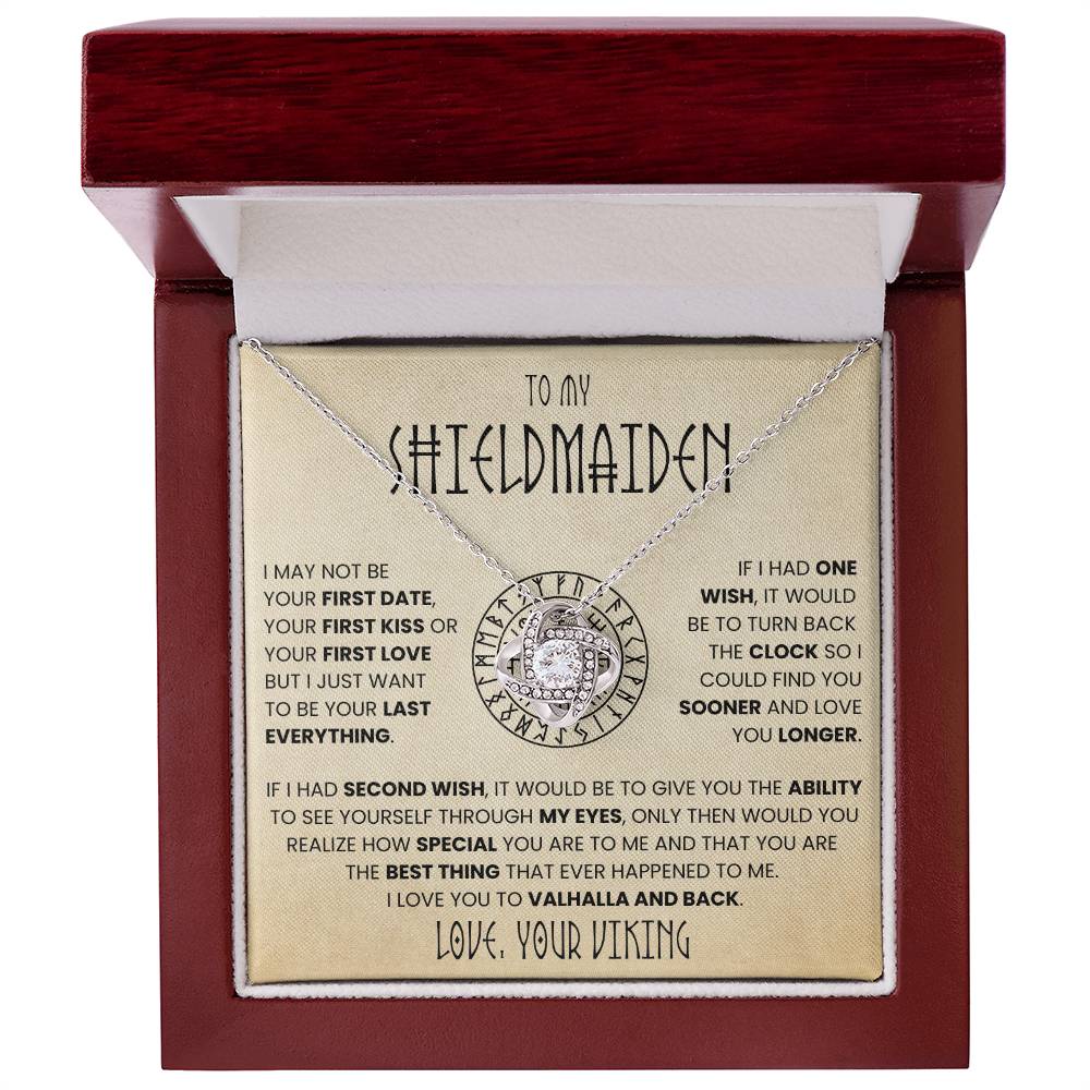 To My Shieldmaiden - I Love You To Valhalla And Back - Love Knot Necklace