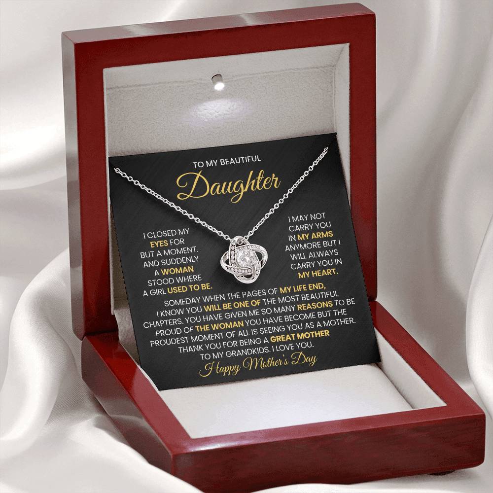 Daughter Mother's Day Gift- Great Mother- Love Knot Necklace
