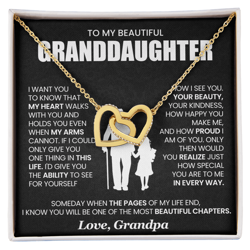 To My Granddaughter, I Want You To Know That My Heart Walks With You - Interlocking Hearts Necklace