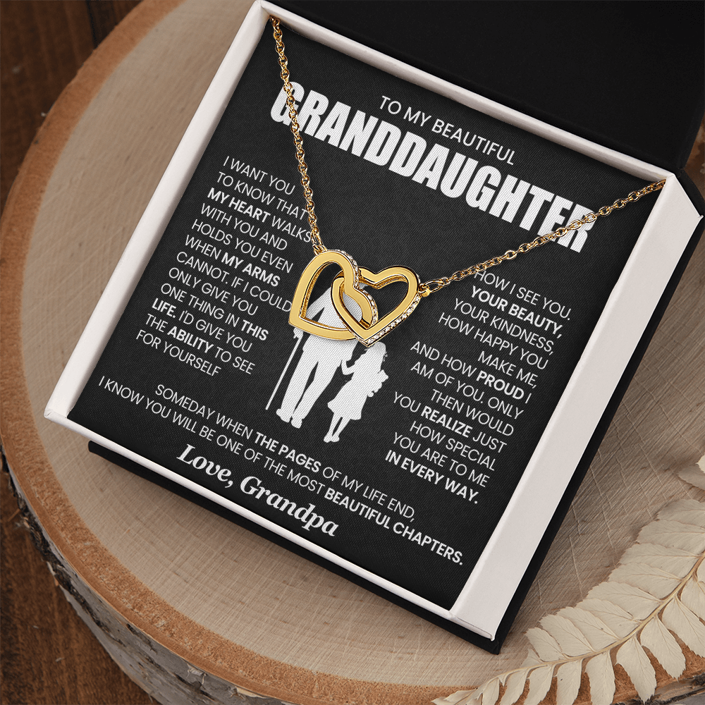 To My Granddaughter, I Want You To Know That My Heart Walks With You - Interlocking Hearts Necklace