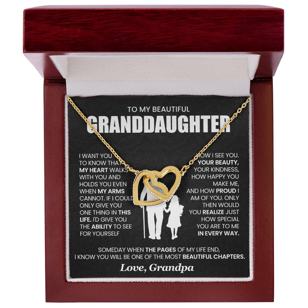 To My Granddaughter, I Want You To Know That My Heart Walks With You - Interlocking Hearts Necklace