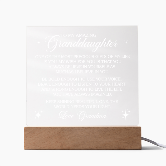 To My Amazing Granddaughter, One Of The Most Precious Gifts Of My Life  Is You - Acrylic Square Plaque