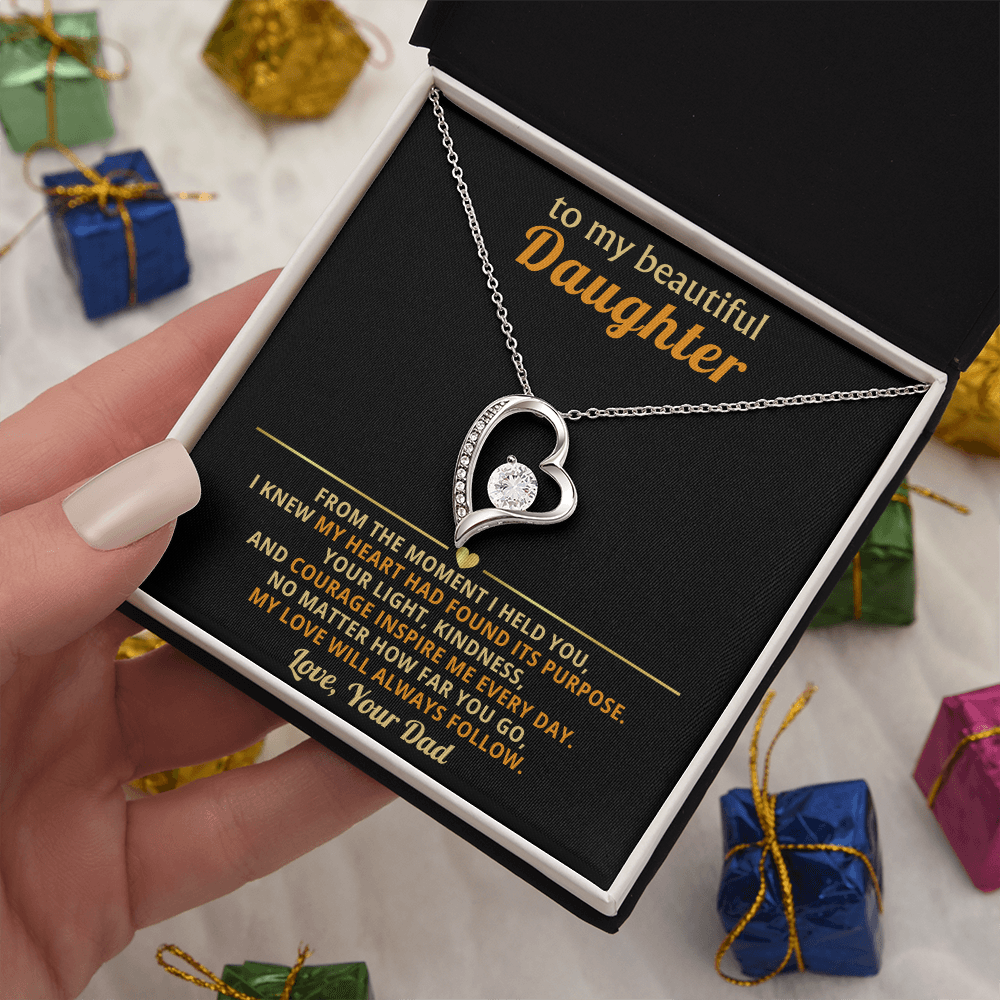 To My Beautiful Daughter - From The Moment I Held You - Forever Love Necklace