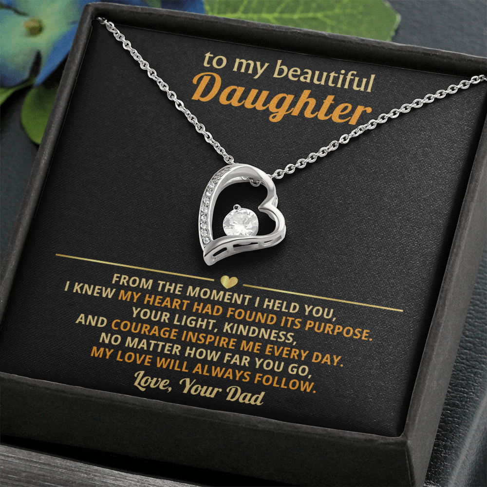 To My Beautiful Daughter - From The Moment I Held You - Forever Love Necklace
