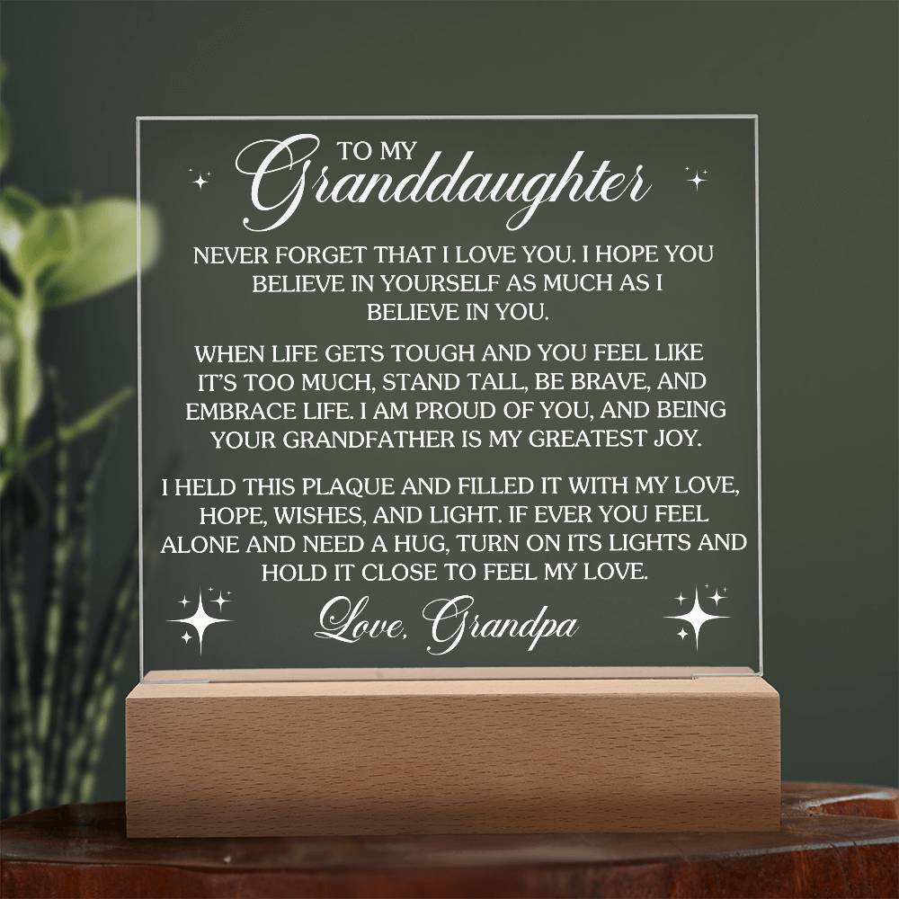 To My Granddaughter - Never Forget That I Love You - Acrylic Plaque