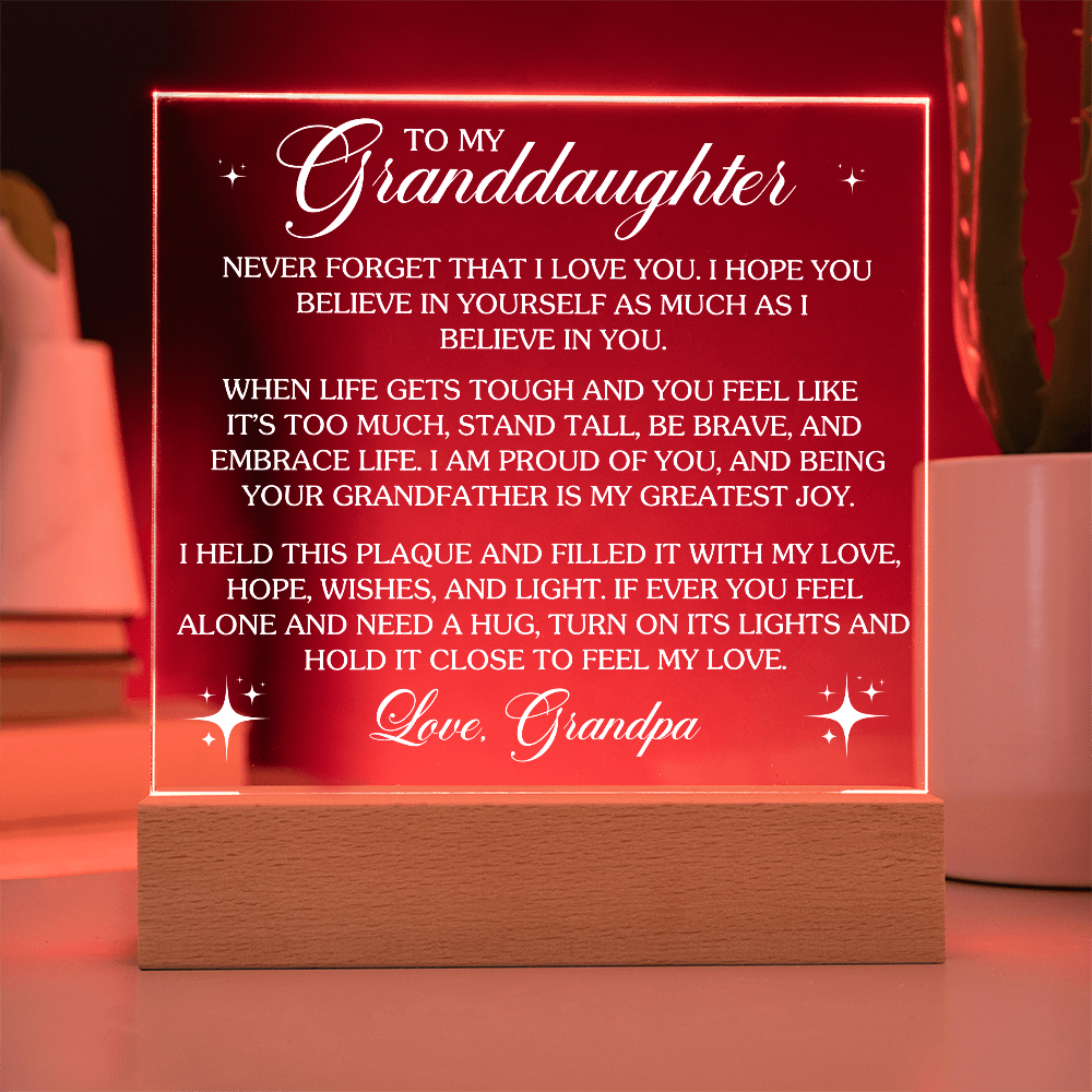 To My Granddaughter - Never Forget That I Love You - Acrylic Plaque
