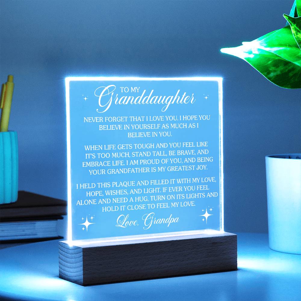 To My Granddaughter - Never Forget That I Love You - Acrylic Plaque