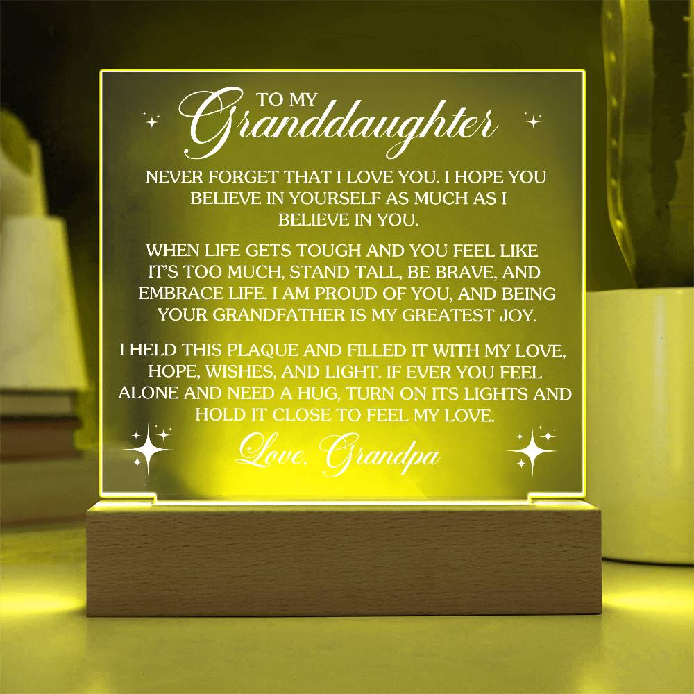 To My Granddaughter - Never Forget That I Love You - Acrylic Plaque