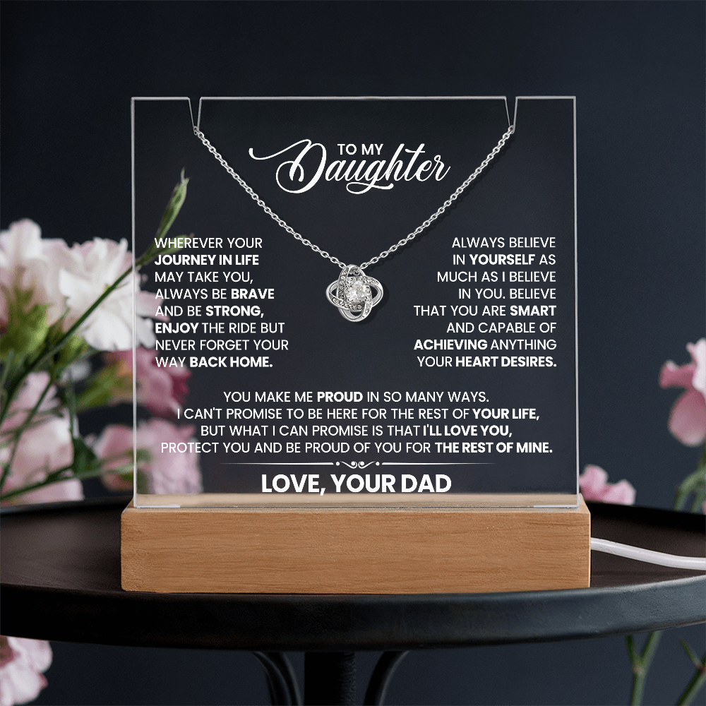 To My Beautiful Wife - Meeting You  Was Fate... [Keepsake Acrylic & Love Knot Necklace ]