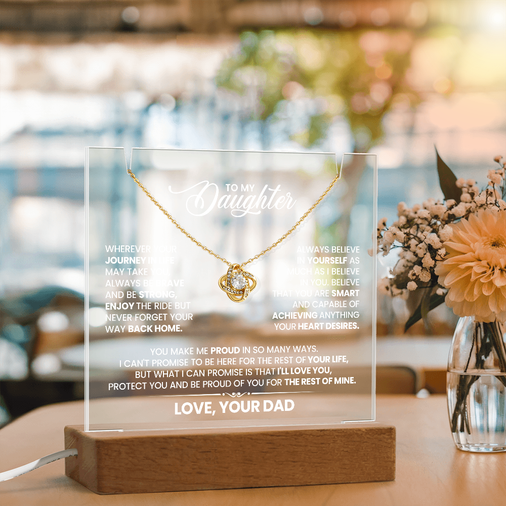 To My Beautiful Wife - Meeting You  Was Fate... [Keepsake Acrylic & Love Knot Necklace ]