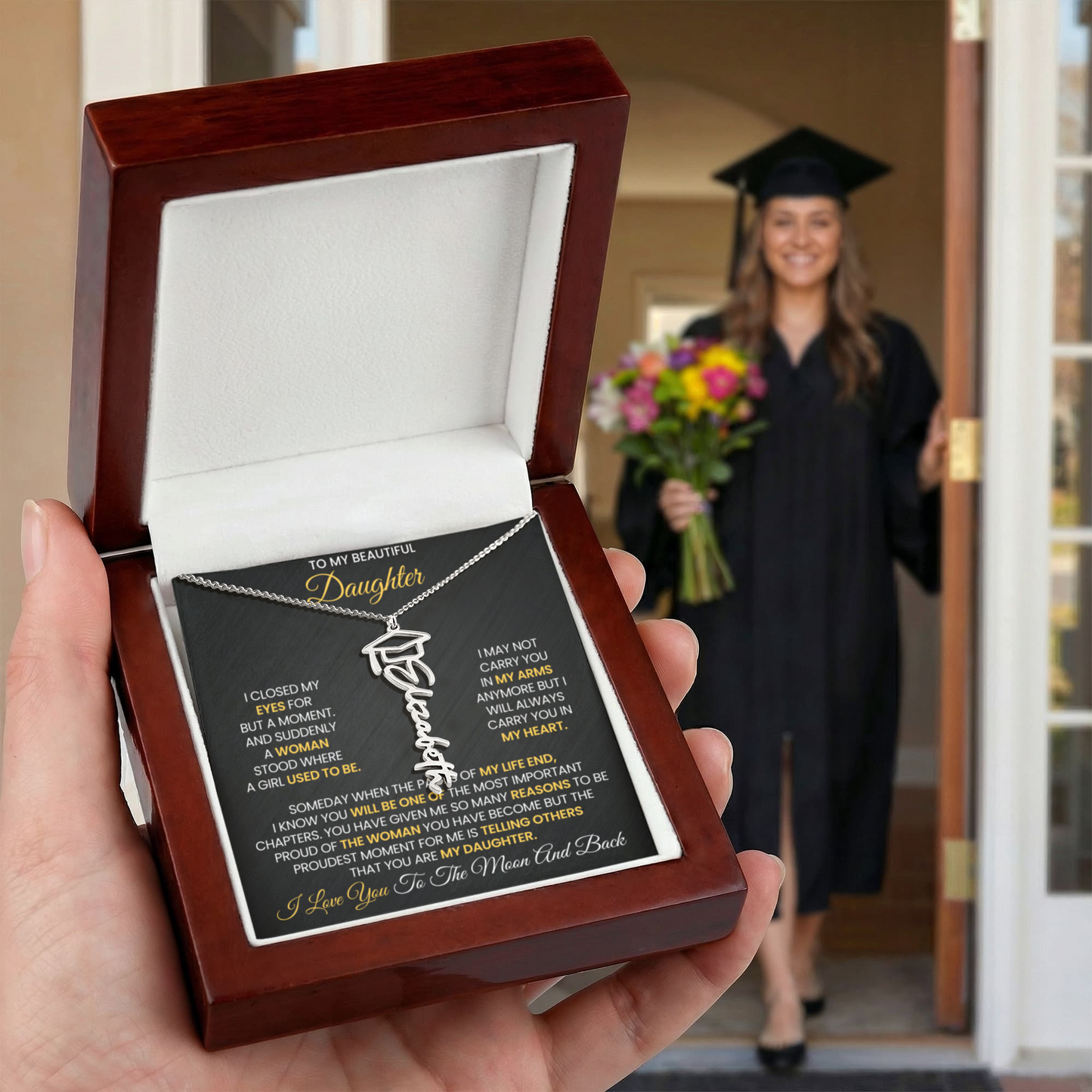 T o My Beautiful Daughter - Graduation Customized Necklace