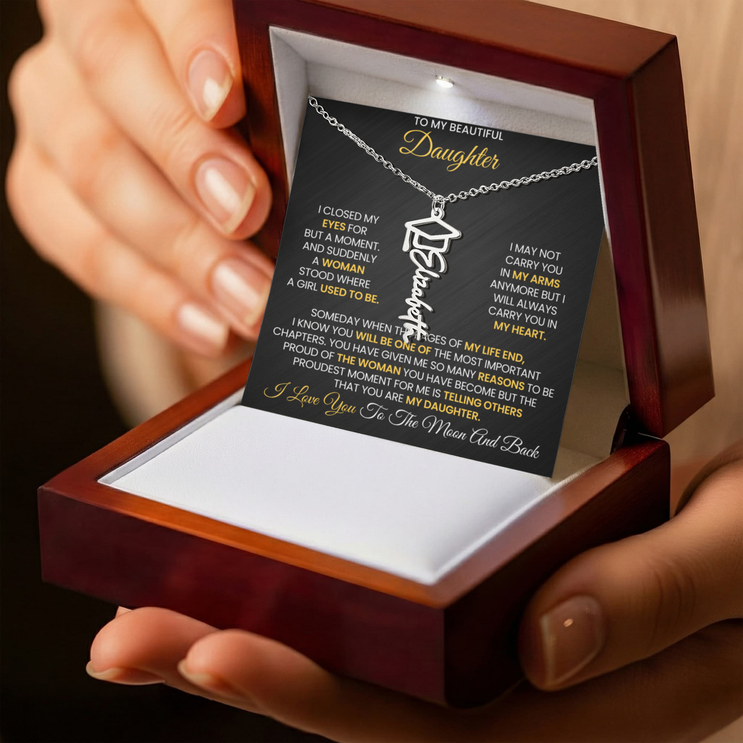 T o My Beautiful Daughter - Graduation Customized Necklace