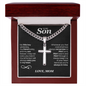 To My Son, Pray on It, Pray Over It And Pray Through It - Cross Cuban Link Chain