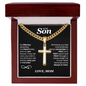 To My Son, Pray on It, Pray Over It And Pray Through It - Cross Cuban Link Chain