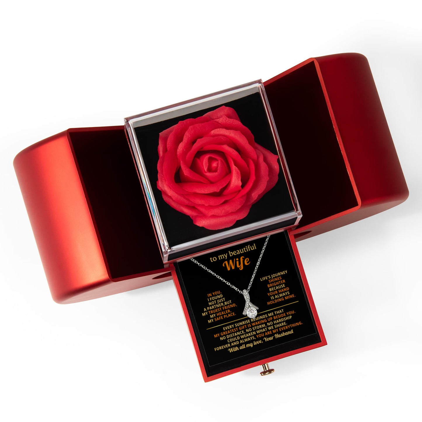 To My Beautiful Wife, Red Heart Rose Box Gift Set - LV157