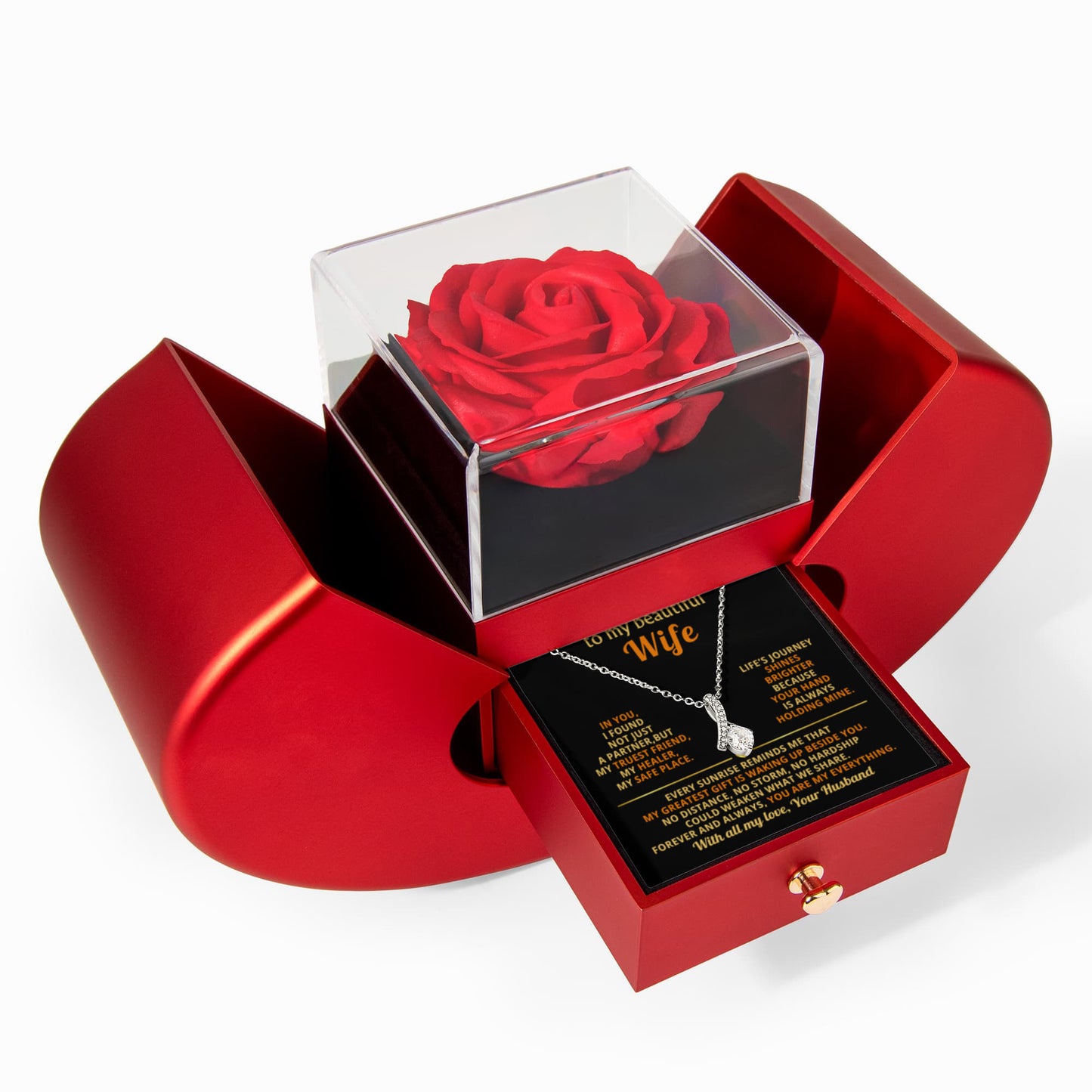 To My Beautiful Wife, Red Heart Rose Box Gift Set - LV157