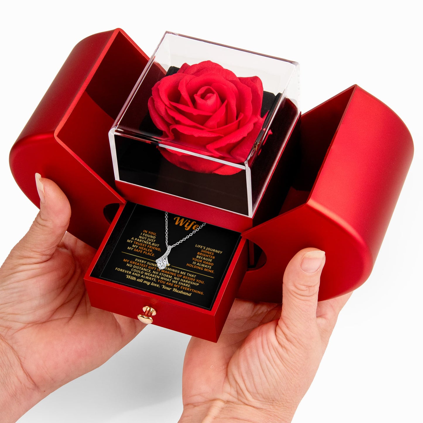 To My Beautiful Wife, Red Heart Rose Box Gift Set - LV157