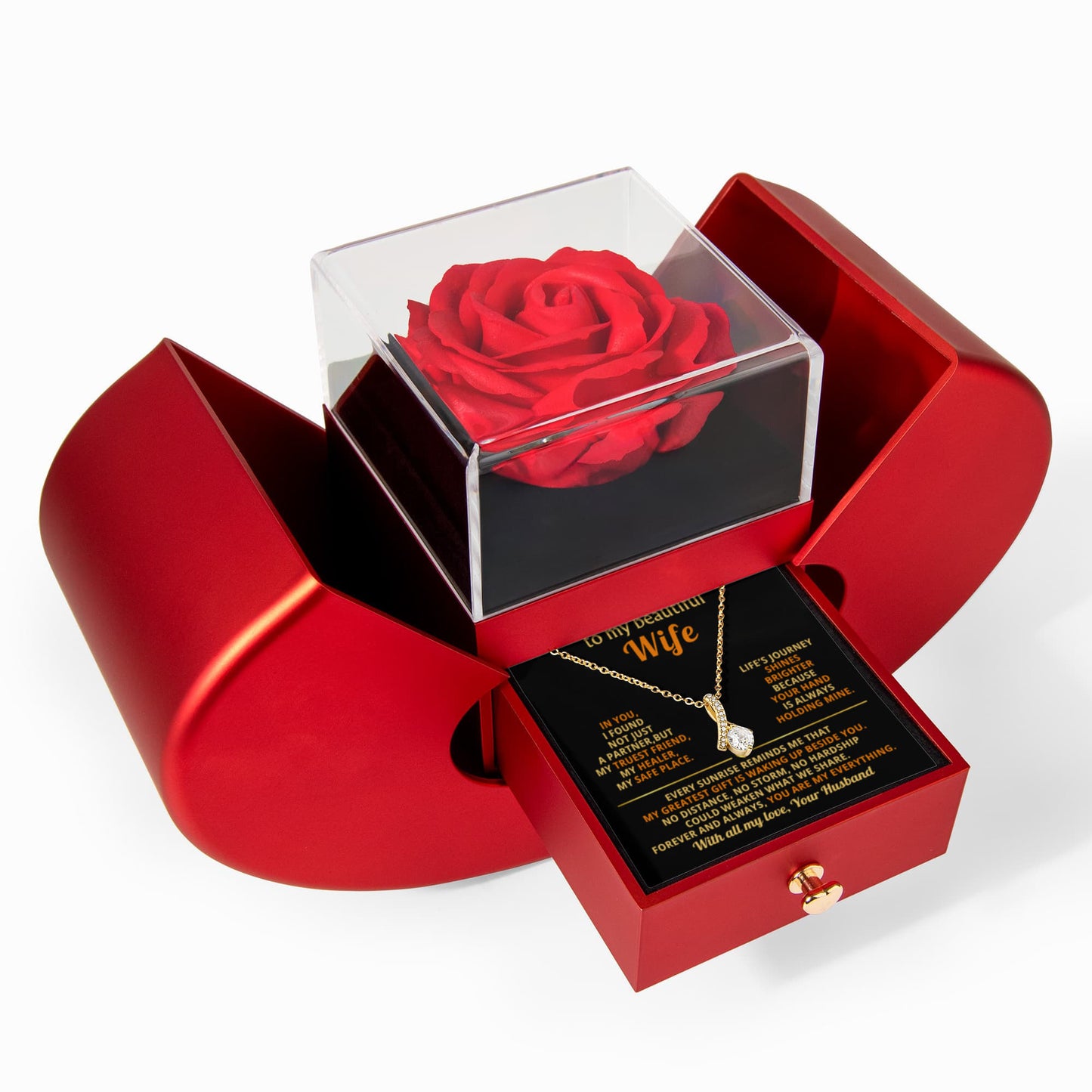 To My Beautiful Wife, Red Heart Rose Box Gift Set - LV157